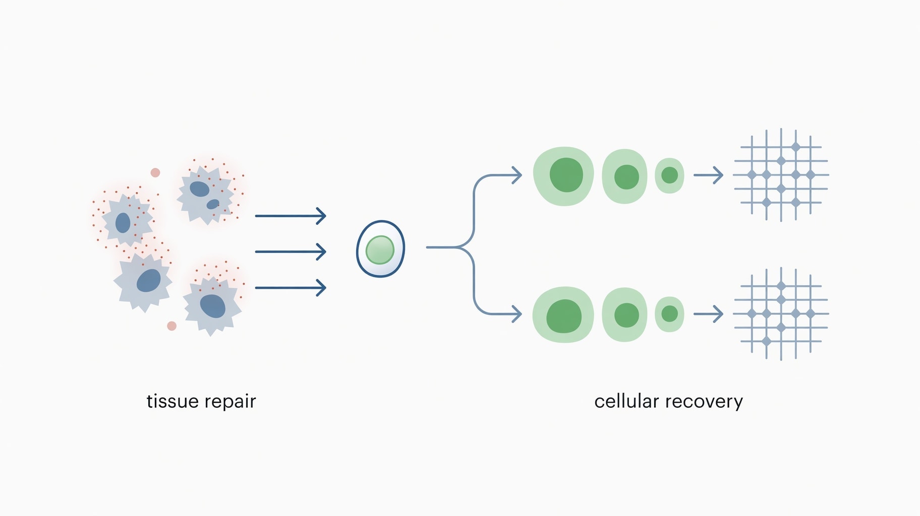 Dual-action tissue repair and cellular recovery pathway infographic for BPC-157 Pharmacology: Salt Stability, VEGFR2 Signaling, and the Clinical Evidence Gap
