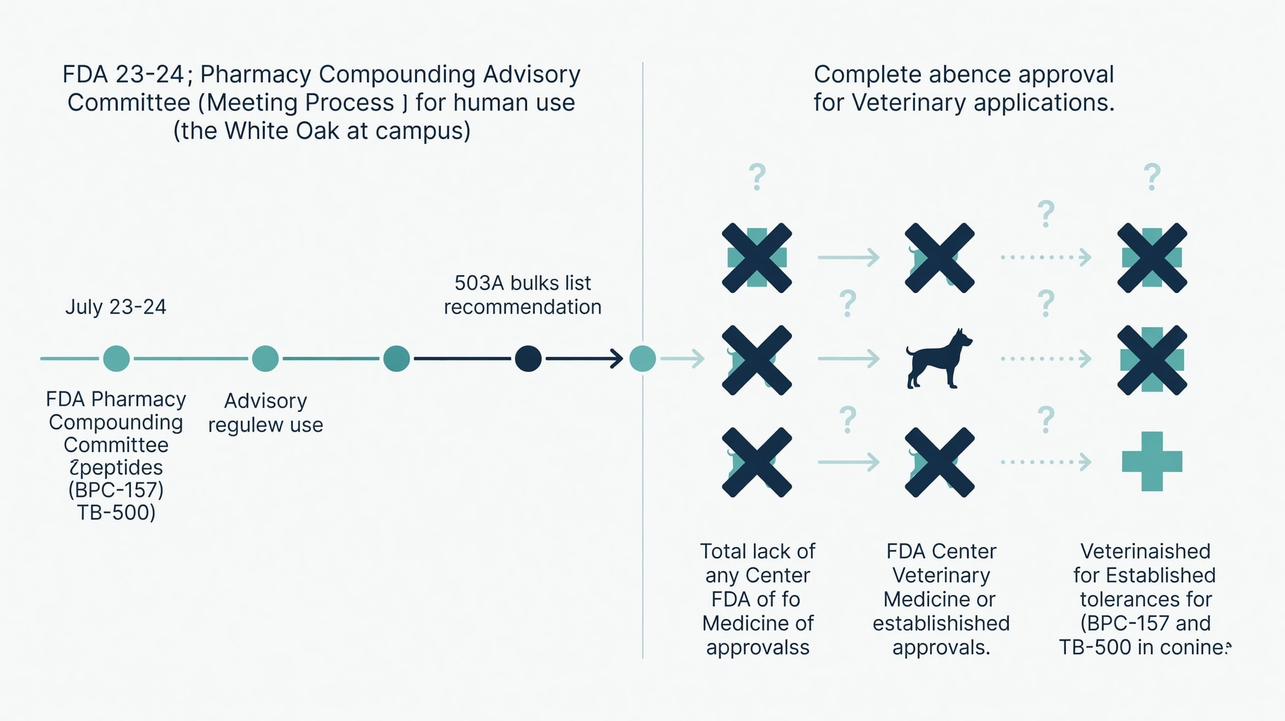 Scientific diagram and data graphic for Bryan Johnson's Dog Post Puts 'Wolverine Stack' Peptides Under Veterinary Scrutiny