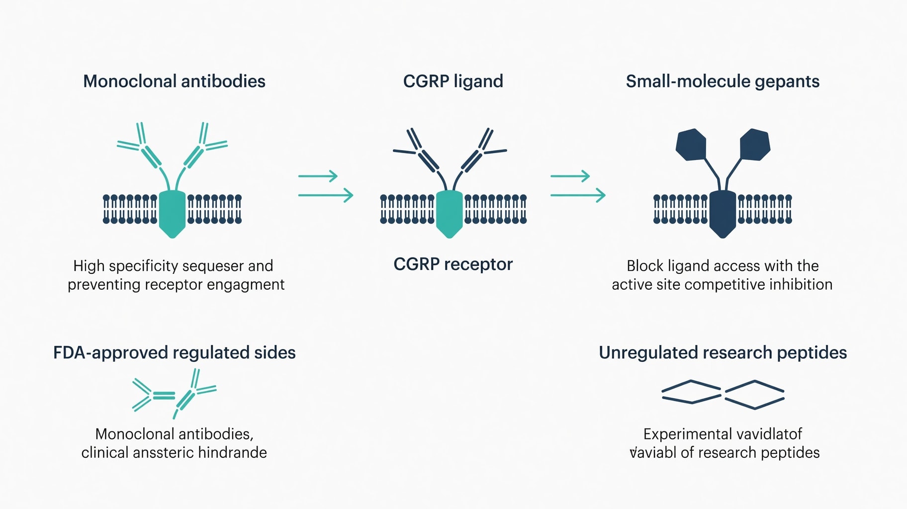 Scientific diagram and data graphic for CGRP Therapeutics Cross Border Between Clinical Evidence and Peptide Marketing