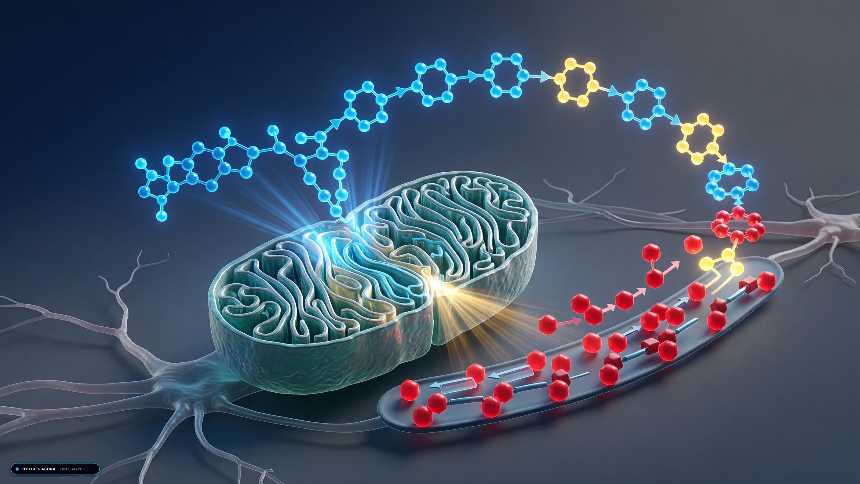 Mitochondrial energy metabolism and cellular ATP pathway infographic for FDA Advisory Vote Opens Compounding Path for Epitalon and MOTS-c, but Human Trials Are Sti