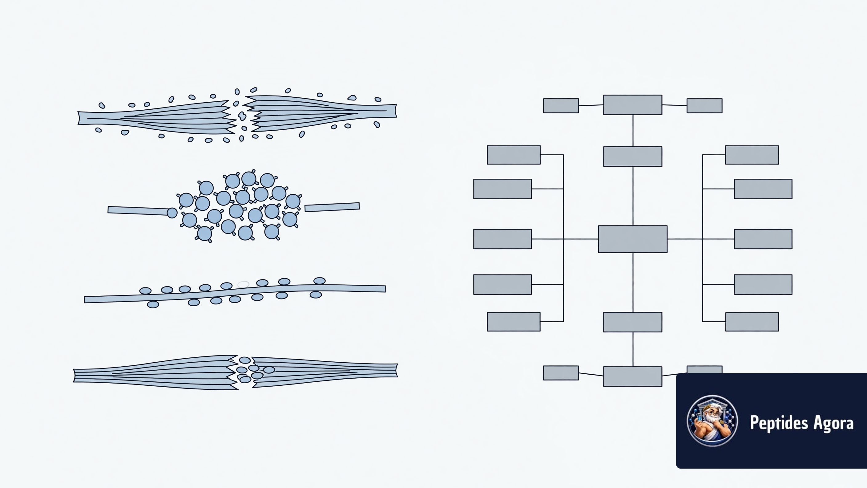 Muscle tissue recovery and biomechanical cellular pathway diagram for USADA Suspends Weightlifter for Peptide Use, Igniting 'Peptide Ban' Debate in Elite Sports