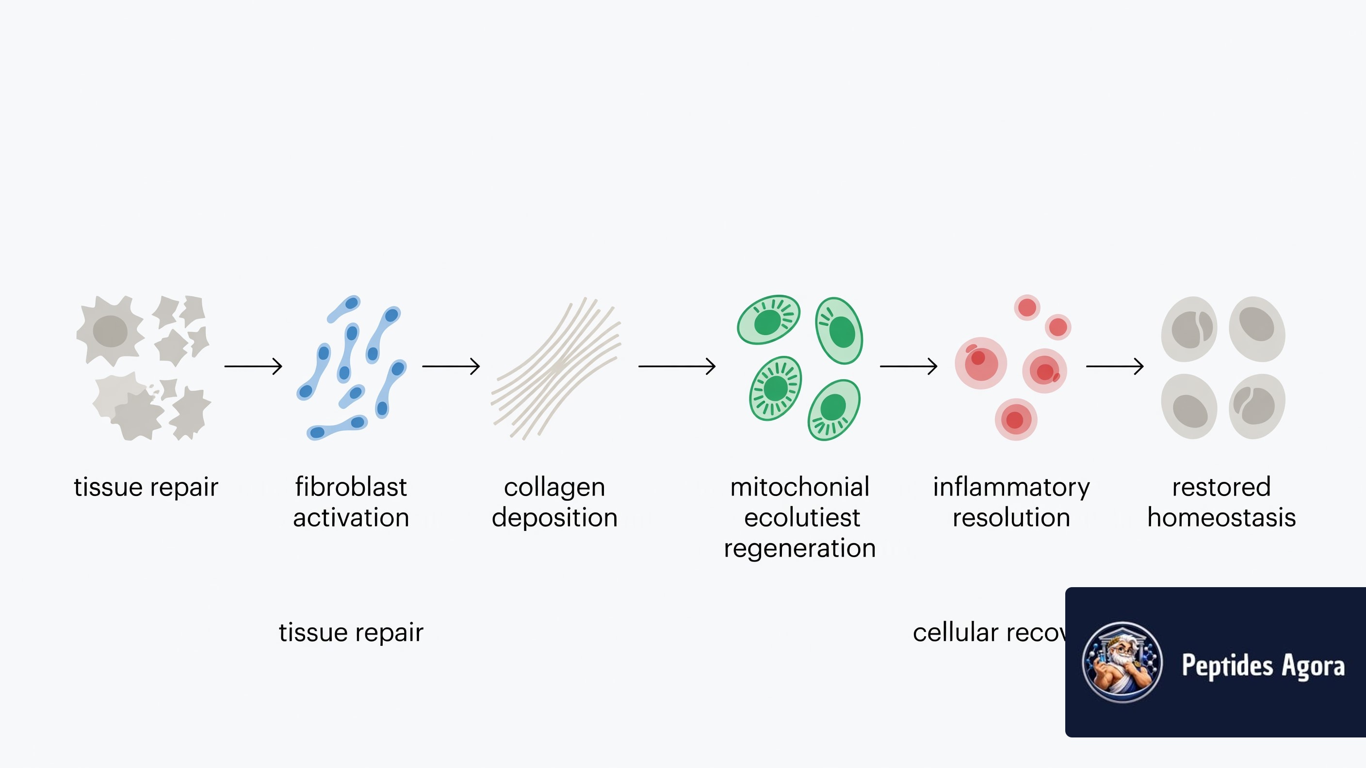 Dual-action tissue repair and cellular recovery pathway infographic for The 'Wolverine Stack' Boom: What the Science Says About BPC-157 and TB-500